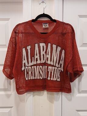 Vintage Red Oak Alabama Crimson Tide Cropped Mesh Jersey Shirt Size Large